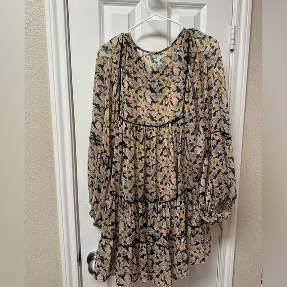 Free People Swinging Sheer Floral Print Dress Mini Dress size medium - Picture 4 of 5